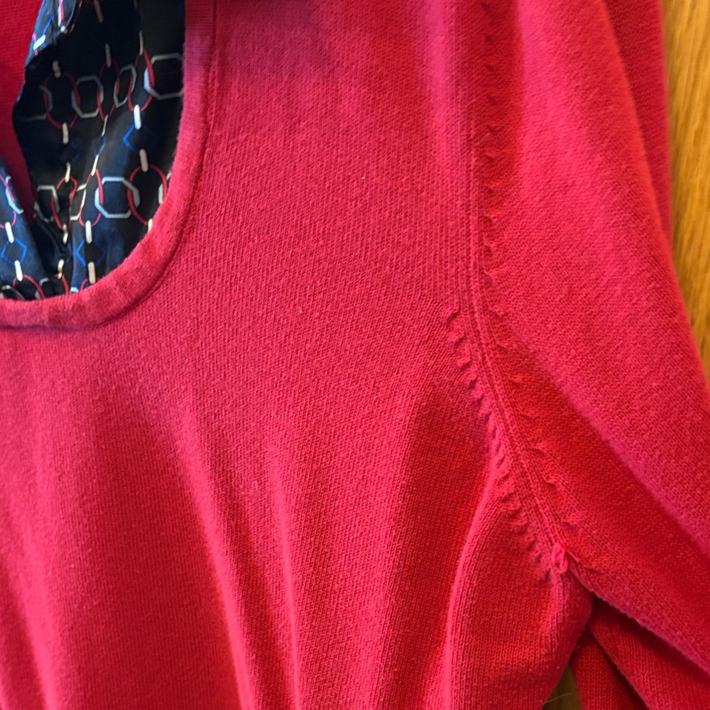 Notations Red Layered-Look Sweater with Geometric-Pattern - Picture 9 of 10